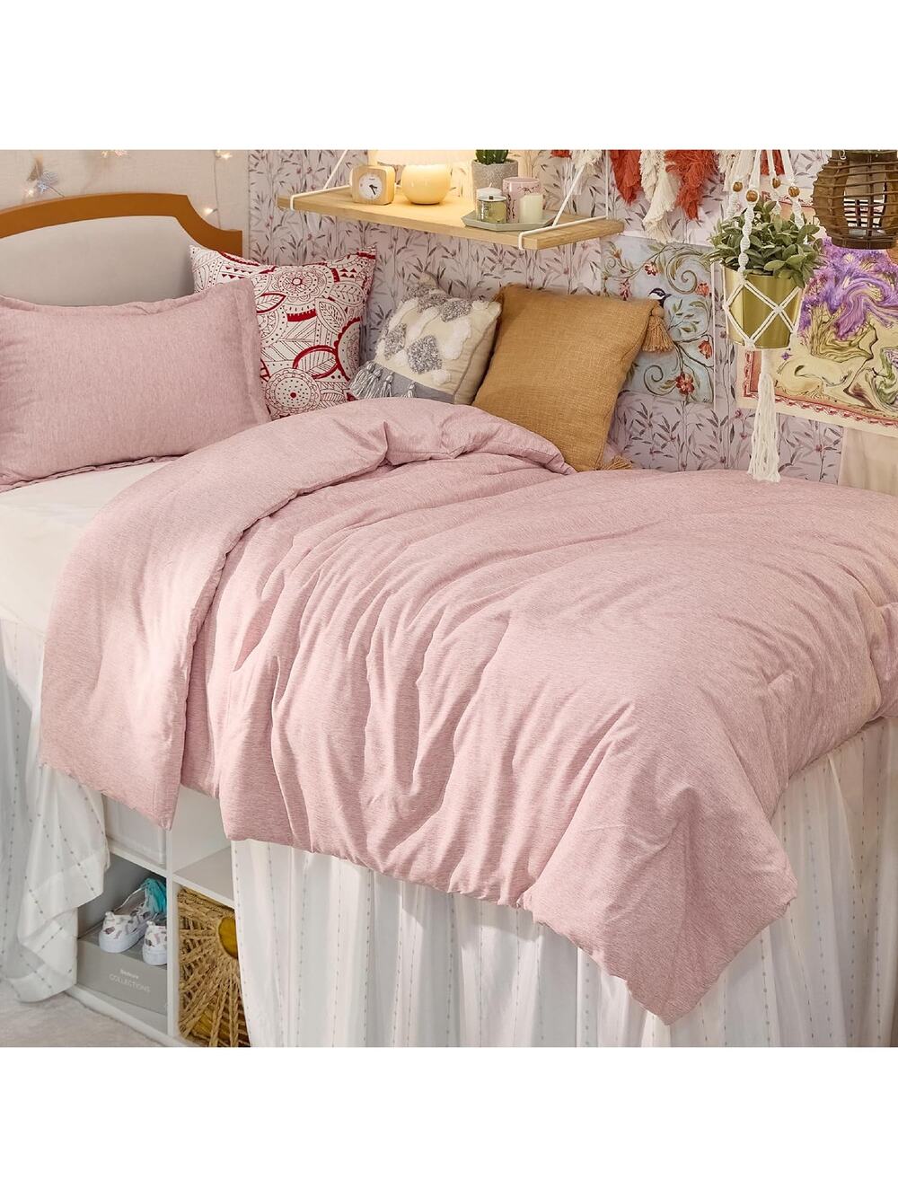 NEW Bedsure Twin/Twin XL Comforter Set -2 Pc 68"x88" 1 Pillow Sham Pink